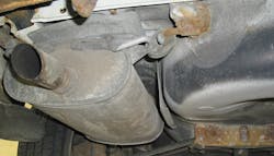 Undercar rattling/buzzing noises may be traced to worn or missing rubber hanger isolators, a corroded heat shield or an area of the exhaust system coming into contact with the underbody. Undercar rattling/buzzing noises may be traced to worn or missing rubber hanger isolators, a corroded heat shield or an area of the exhaust system coming into contact with the underbody.