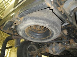 Banging/knocking noises can be caused by loose spare tire/wheel assemblies. Don’t forget to check this, whether under the vehicle or in the trunk. Such noises may be mis-interpreted as a suspension issue. Banging/knocking noises can be caused by loose spare tire/wheel assemblies. Don’t forget to check this, whether under the vehicle or in the trunk. Such noises may be mis-interpreted as a suspension issue.