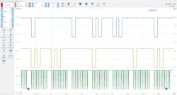 Figure 1: A correlation of the CKP sensor signal to that of the CMP sensor(s) signals can be a great way of inferring camshaft timing. Keeping in mind the limitations of the test, it only truly reflects the timing of the reluctors. If they have lost their reference from their respective shafts, the timing will not be on. Figure 1: A correlation of the CKP sensor signal to that of the CMP sensor(s) signals can be a great way of inferring camshaft timing. Keeping in mind the limitations of the test, it only truly reflects the timing of the reluctors. If they have lost their reference from their respective shafts, the timing will not be on.