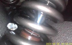 The broken exhaust valve spring is the cause of the driveability fault. Keep in mind that a broken spring can present intermittent faults or faults that only occur under certain operating conditions. It’s important to realize that a broken spring can still allow a perfectly passing compression test (or relative compression test) but fail a running test miserably. The broken exhaust valve spring is the cause of the driveability fault. Keep in mind that a broken spring can present intermittent faults or faults that only occur under certain operating conditions. It’s important to realize that a broken spring can still allow a perfectly passing compression test (or relative compression test) but fail a running test miserably.