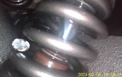 The broken exhaust valve spring is the cause of the driveability fault. Keep in mind that a broken spring can present intermittent faults or faults that only occur under certain operating conditions. It’s important to realize that a broken spring can still allow a perfectly passing compression test (or relative compression test) but fail a running test miserably. The broken exhaust valve spring is the cause of the driveability fault. Keep in mind that a broken spring can present intermittent faults or faults that only occur under certain operating conditions. It’s important to realize that a broken spring can still allow a perfectly passing compression test (or relative compression test) but fail a running test miserably.