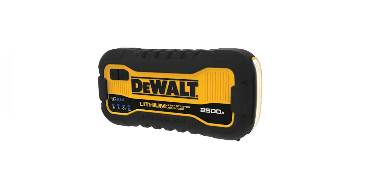 DeWalt DXAELJ25 2500 Peak Amp Jump Starter – 12V, 6Ah Lithium, USB Power Bank