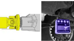 Position the driveshaft so that the horizontal face of the flange is parallel to the ground. The digital inclinometer must be placed on a new level area of the frame.