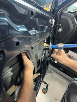 In collision repair, hammers and dollies are crucial for metal shaping. In collision repair, hammers and dollies are crucial for metal shaping.