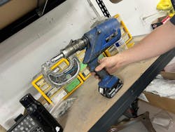 A riveting tool offers an alternative process to welding that joins together metal pieces. A riveting tool offers an alternative process to welding that joins together metal pieces.