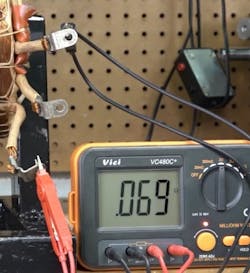 This shows a specialty tool for diagnosing today’s hybrid vehicles: the milliohm meter. It measures very low resistance, ideal for testing hybrid stator windings, high-voltage battery connections, and inverter circuits. 1 mΩ equals 0.001 Ω. This shows a specialty tool for diagnosing today’s hybrid vehicles: the milliohm meter. It measures very low resistance, ideal for testing hybrid stator windings, high-voltage battery connections, and inverter circuits. 1 mΩ equals 0.001 Ω.