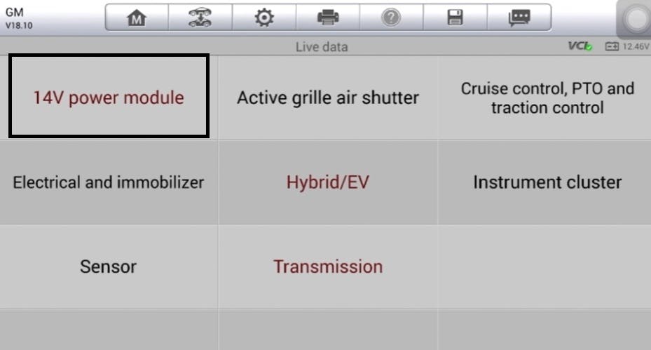 This screenshot shows how we can go in and look at the DC-to DC converter output and is charges and monitors the hybrids low voltage (14V) system.