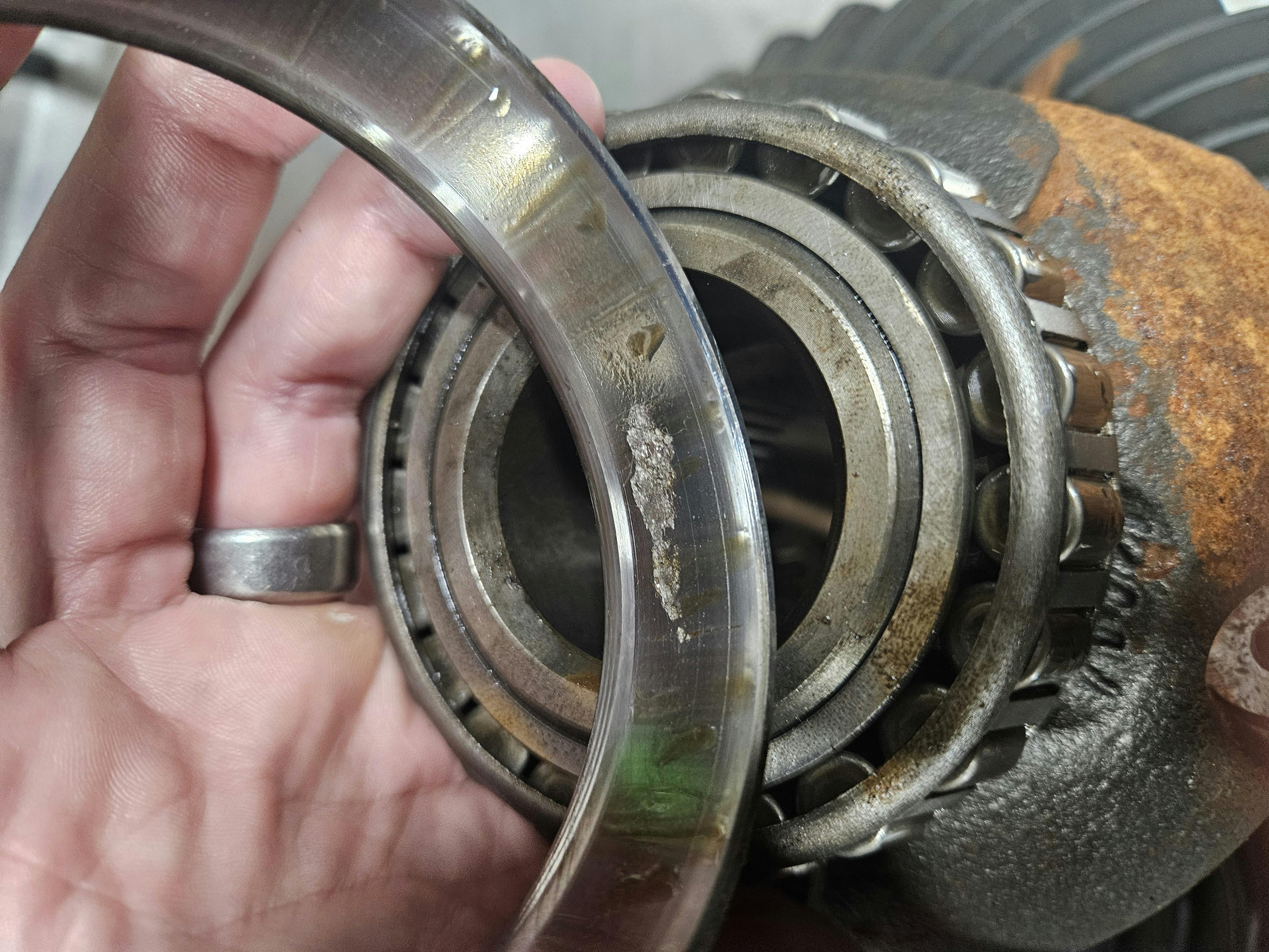 Fig. 2 - Carrier bearing race damage is often found in differentials with higher mileage, or ones that have not been serviced regularly.