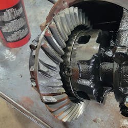 Fig. 4 - Sheared and broken teeth on the ring gear often is caused by an over-stressed or abused differential. Fig. 4 - Sheared and broken teeth on the ring gear often is caused by an over-stressed or abused differential.