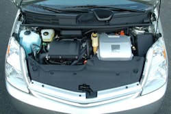 Fig. 6: Under this hood is the Prius 1.5 liter ICE. Fig. 6: Under this hood is the Prius 1.5 liter ICE.