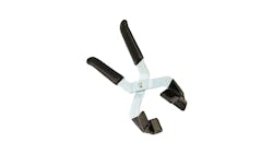 a pair of pliers with black dipped handles and black pieces made to grip around a lug nut cap as jaws a pair of pliers with black dipped handles and black pieces made to grip around a lug nut cap as jaws