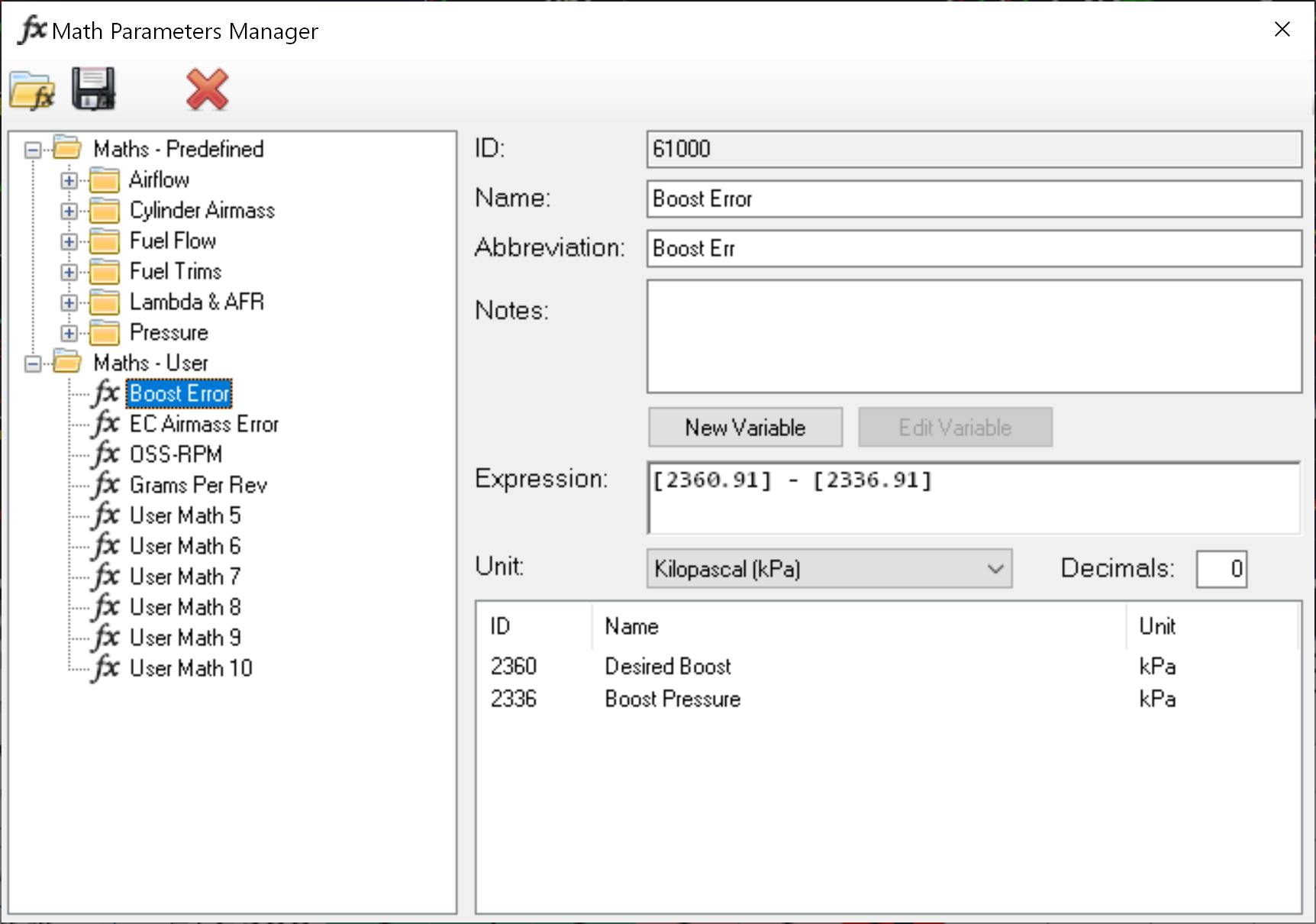 Figure 7 - Boost error math function