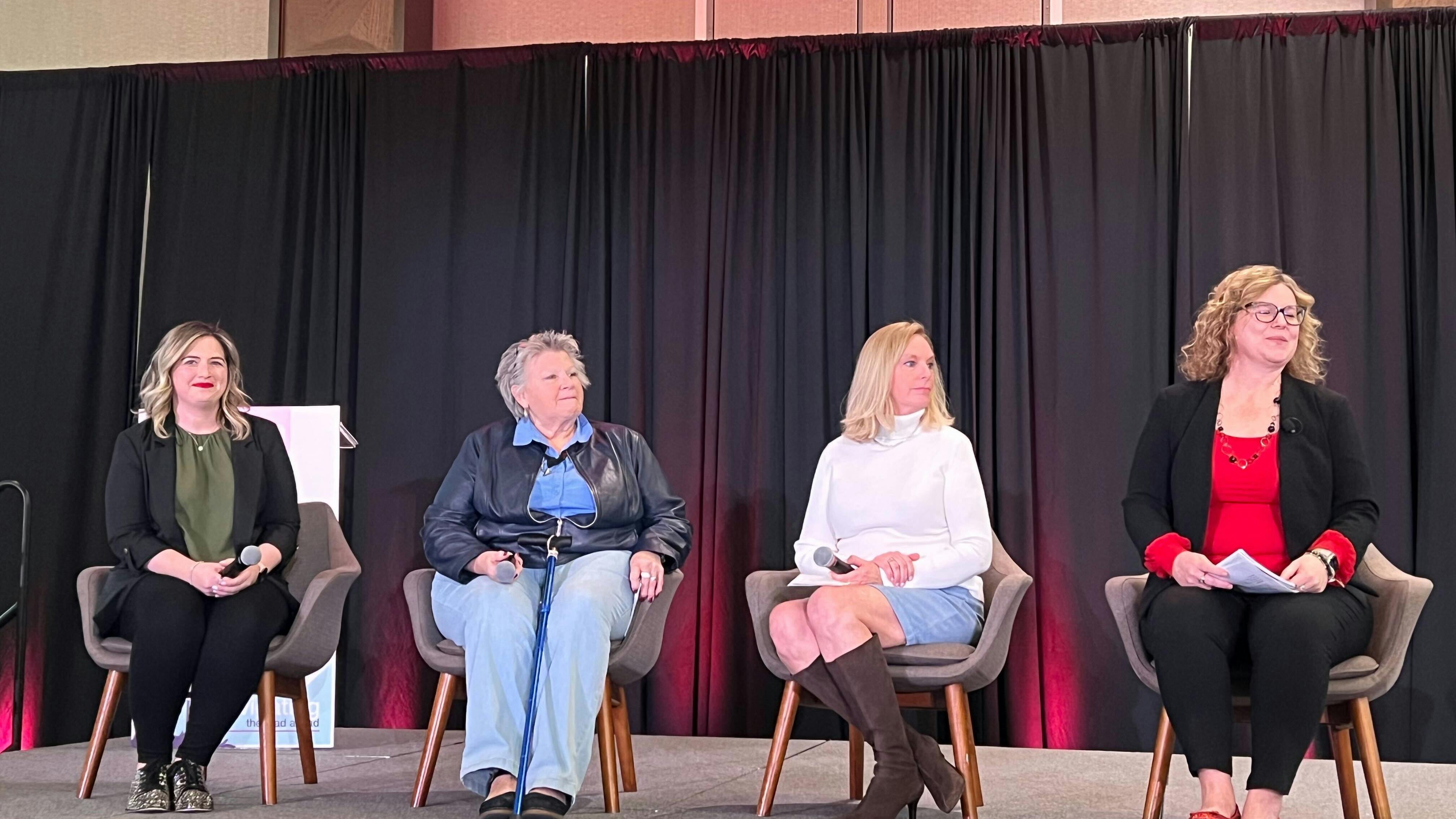 From left to right: Liz Perkins, co-owner of L1 Auto Group, Judy Walker, owner of Zimmerman&rsquo;s Automotive Tire Pros, Cyndi DeFrancisco, owner/director of operations for the European Auto Garage, and Tara Topel, co-owner of Topel's Service Center Inc, & Topel's Towing and Repair, Inc.