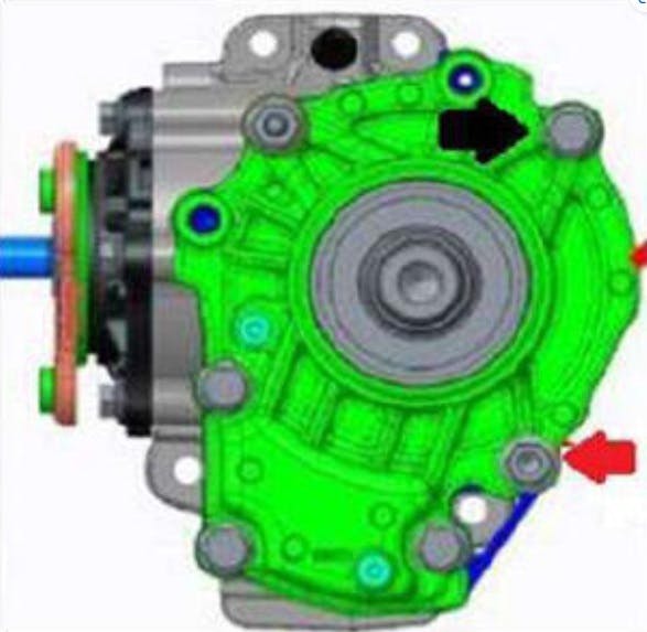 The leak usually occurs in the area noted by the black arrow as seen here.