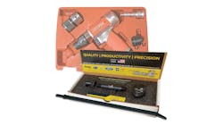 an air hammer in red hard-shell organizer sits behind an open box with the Series 900 fuel injector pullers inside an air hammer in red hard-shell organizer sits behind an open box with the Series 900 fuel injector pullers inside