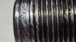 Example of shaft thread damage due to use of power tool.