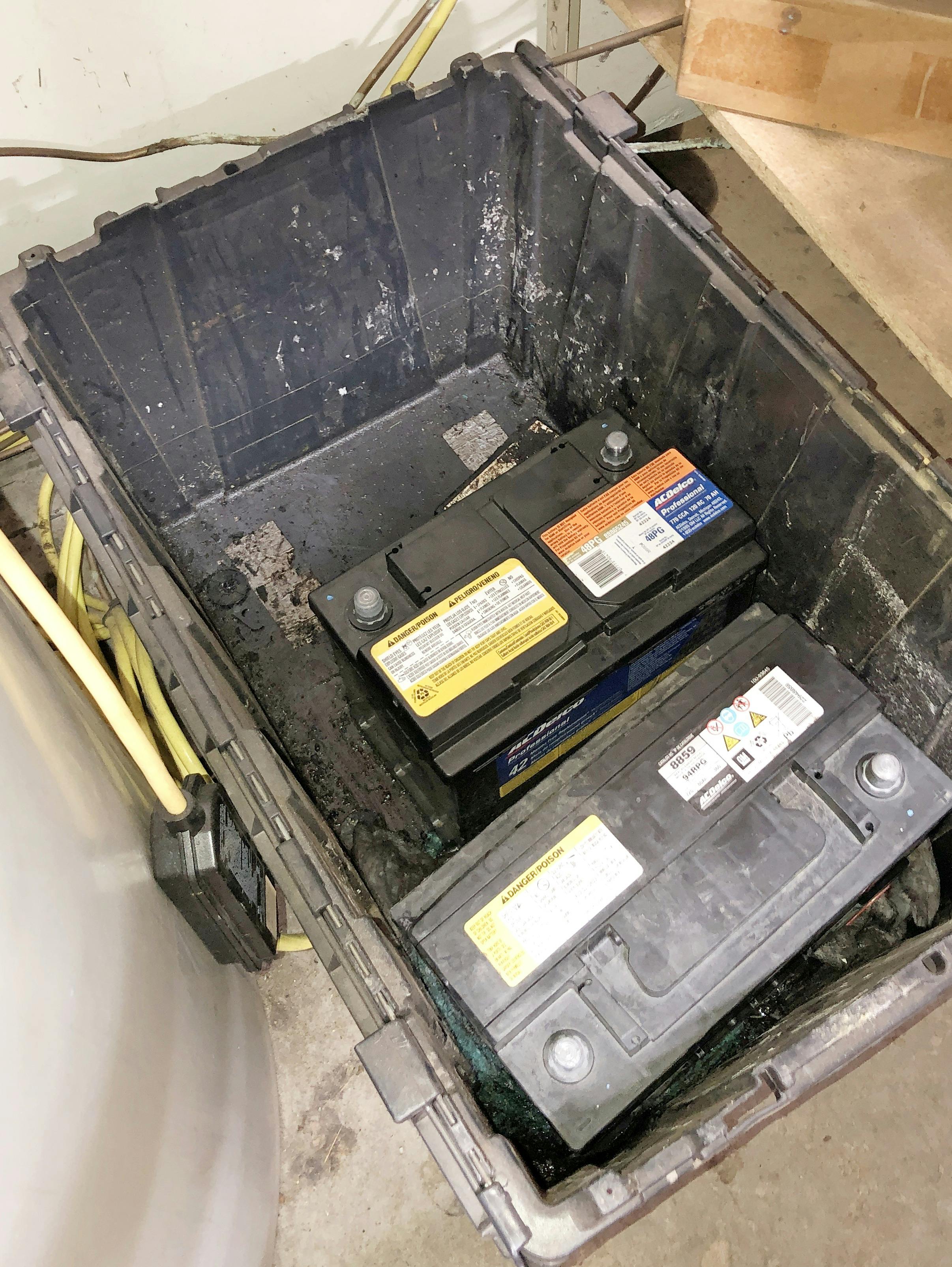 Always store used batteries in a plastic container, avoiding metal containers that can result in a spark if terminals were to contact the container.