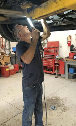 When standing work under a vehicle, try to avoid awkward positions where your back is bent. Granted, this is not always avoidable, but working at an awkward angle can lead to back strain. Try to reduce overhead work when possible. When standing work under a vehicle, try to avoid awkward positions where your back is bent. Granted, this is not always avoidable, but working at an awkward angle can lead to back strain. Try to reduce overhead work when possible.