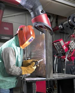 Welding fumes can be safely removed from the work area with a fumes vacuum system. Welding fumes can be safely removed from the work area with a fumes vacuum system.