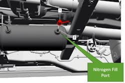 When refilling the adaptive air-ride system it is imperative to use nitrogen in the system to prevent moisture from causing corrosion internally to the system. When refilling the adaptive air-ride system it is imperative to use nitrogen in the system to prevent moisture from causing corrosion internally to the system.