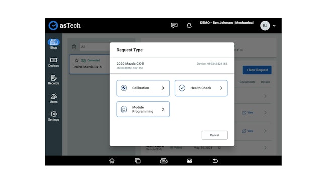 asTech Mechanical demo screen