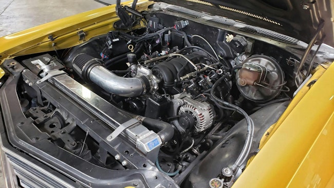 GM LS platform in a second gen A-Body wagon using an Edelbrock Pro-Flo 4+ EFI engine management system.