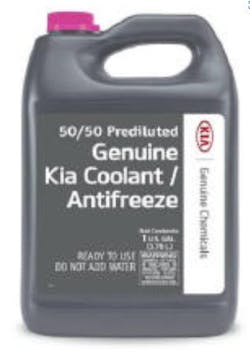 The new pink coolant has replaced green coolant in an effort to aid in distinguishing between gas engine and EV applications.