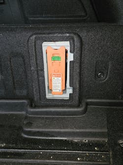 Figure 3 — All HVs have a service plug that can be taken out and will isolate the high voltage battery cables. Figure 3 — All HVs have a service plug that can be taken out and will isolate the high voltage battery cables.