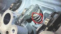 Example of a broken valve spring. Example of a broken valve spring.