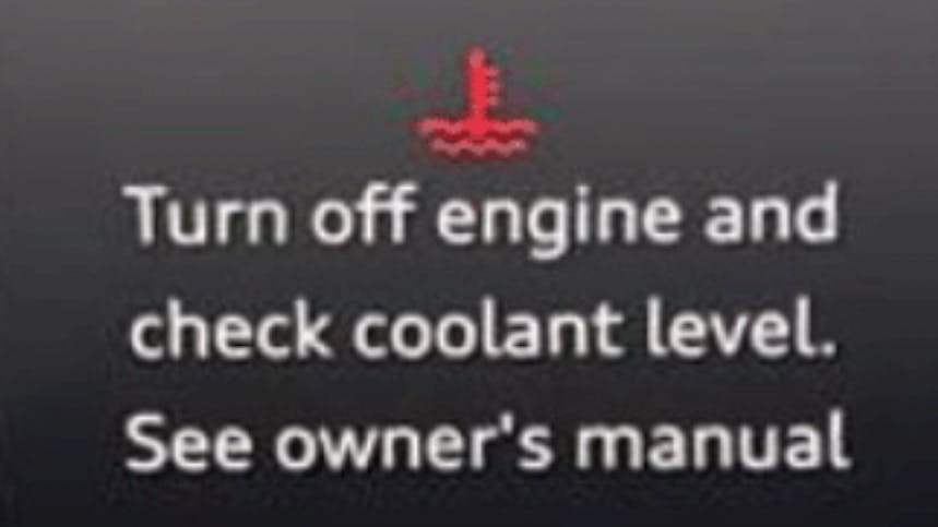 Example of low coolant warning.