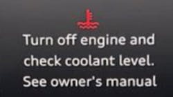 Example of low coolant warning. Example of low coolant warning.