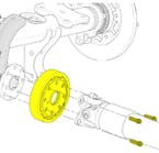 Installing the torsional damper on the axle pinion flange. Installing the torsional damper on the axle pinion flange.