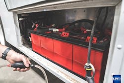 Flooded lead-acid batteries need to be watered regularly. Get into the habit of checking and topping off your batteries at least once a month. Flooded lead-acid batteries need to be watered regularly. Get into the habit of checking and topping off your batteries at least once a month.