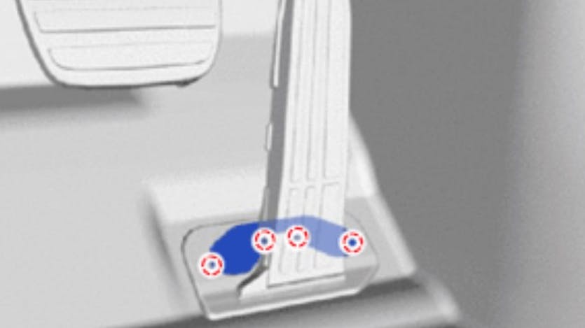 Four claws secure the pedal pad.