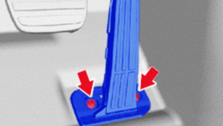 Two bolts secure the pedal.