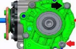 Notice the two bolts (see arrows). The leak is likely between those two bolts.