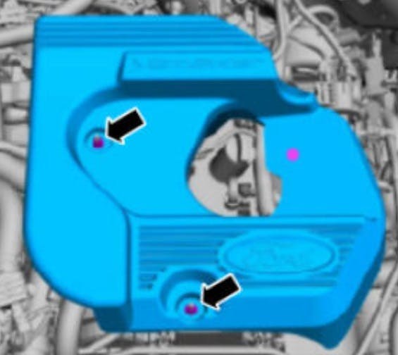 The cover is secured with two stud bolts and nuts. Torque nuts to 89 in-lb.
