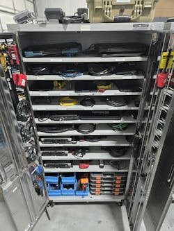 Figure 2 — Along with stationary desktop computers, we have rolling laptop carts equipped with OEM scan tools and programming devices. Figure 2 — Along with stationary desktop computers, we have rolling laptop carts equipped with OEM scan tools and programming devices.