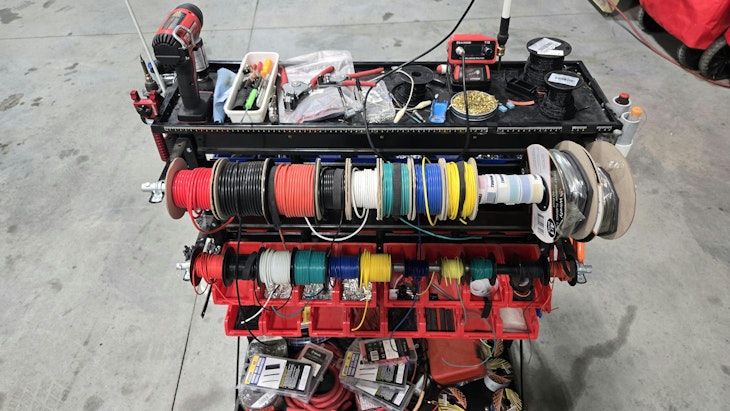 Figure 6A — Our wiring diagnostics and repair cart contains heat shrink, wire, terminals, zip ties, and more for electrical repairs. (Side 1)