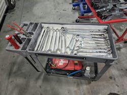 Figure 4 — This cart holds everything needed to complete an alignment. Figure 4 — This cart holds everything needed to complete an alignment.