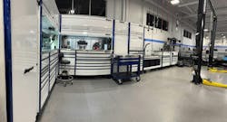 The technician was less than impressed with the original built-ins at the shop, so he's built a far superior option. The technician was less than impressed with the original built-ins at the shop, so he's built a far superior option.