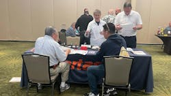 During the exhibit show, each member was given eight minutes to visit with each vendor to view and learn about new and upcoming products. During the exhibit show, each member was given eight minutes to visit with each vendor to view and learn about new and upcoming products.