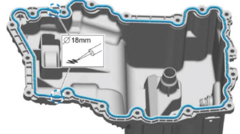 Apply the RTV in the locations shown here.