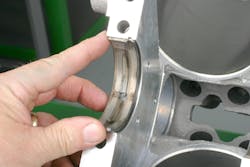 Always install main and rod bearings dry to the block, rods and caps. There must be NO particles, oils or anything else between the back of the bearing and its saddle. Lube is only applied to the exposed bearing faces prior to final assembly. Always install main and rod bearings dry to the block, rods and caps. There must be NO particles, oils or anything else between the back of the bearing and its saddle. Lube is only applied to the exposed bearing faces prior to final assembly.