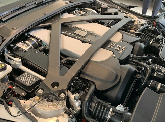 Fig. 1: It’s engine bay configurations like this Aston Martin V12 that make the tried-and-true tests like the compression test (with a mechanical gauge) a tough pill to swallow. These tests, intended to be easy, could take hours to perform.