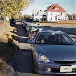 Deb Van Batenburg leads the first hybrids sold in the USA (the Prius and Insight) on a fuel economy run. Deb Van Batenburg leads the first hybrids sold in the USA (the Prius and Insight) on a fuel economy run.