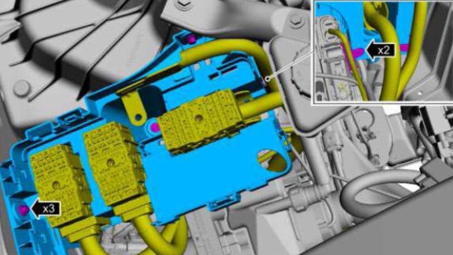 Remove the bolts, detach the wiring retainers and remove the BCMC support bracket.