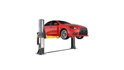 The BendPak 10AP-SRT lift with a red car on it. The BendPak 10AP-SRT lift with a red car on it.