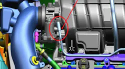 Purge hose at the intake manifold.