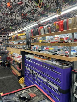 Mansell has customized the organization on his truck to keep products visible and engaging for customers. Mansell has customized the organization on his truck to keep products visible and engaging for customers.